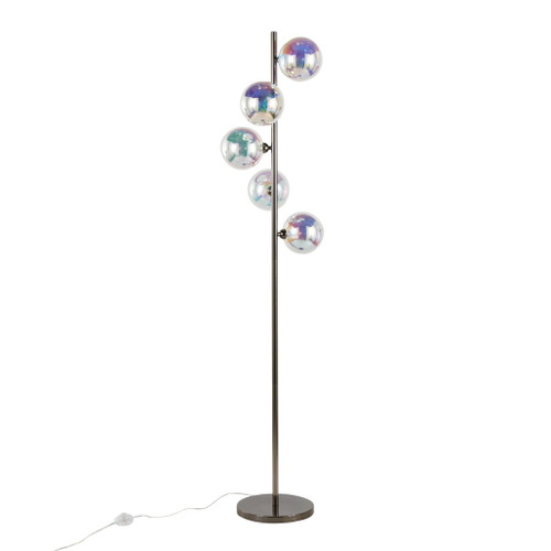 Bubbles - Metal Floor Lamp - Black Chrome Metal, Iridescent Glass Sconces