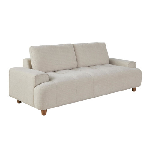 Kipton - Sofa - White Fabric, Walnut Wood
