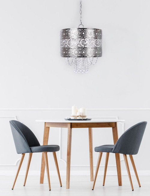 Tangier - Metal Pendant Lamp - Polished Nickel, Clear Crystal