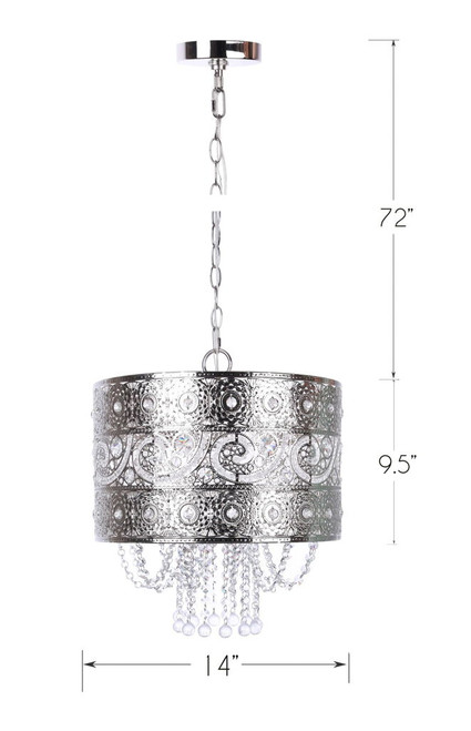Tangier - Metal Pendant Lamp - Polished Nickel, Clear Crystal