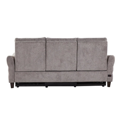 Slope - Upholstered Power Sofa - Espresso Wood, Pewter Fabric