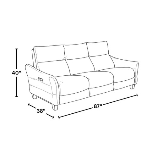 Slope - Upholstered Power Sofa - Espresso Wood, Pewter Fabric