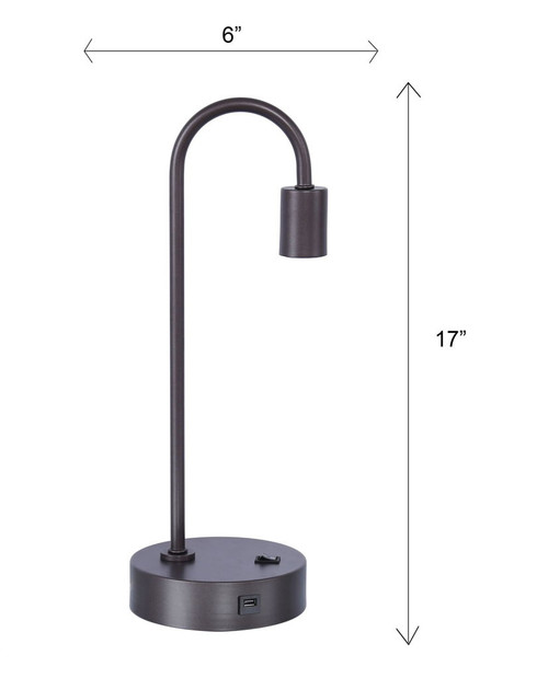 Cane - Tube Metal Task Lamp With USB - Gray Slate