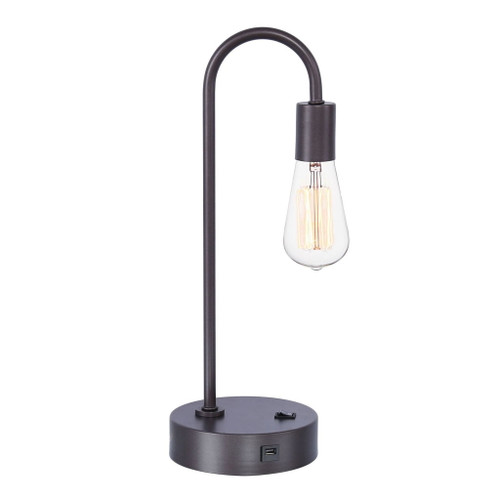 Cane - Tube Metal Task Lamp With USB - Gray Slate