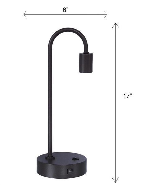Cane - Tube Metal Task Lamp With USB - Gray Slate