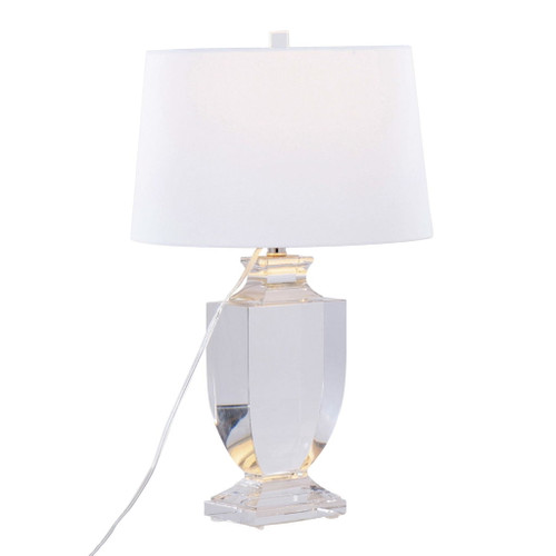 Elsa - Crystal Table Lamp - Clear Crystal, Chrome Metal, Off - white Silk