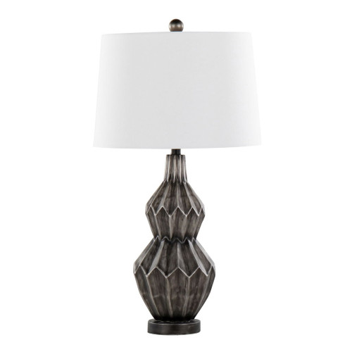 Astro - Poly Table Lamp - Brushed Black Silver, White Linen