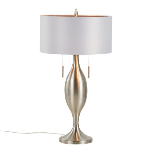 Anabelle - Metal Table Lamp (Set of 2) - Brushed Nickel, Light Silver Fabric