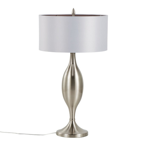 Anabelle - Metal Table Lamp (Set of 2) - Brushed Nickel, Light Silver Fabric
