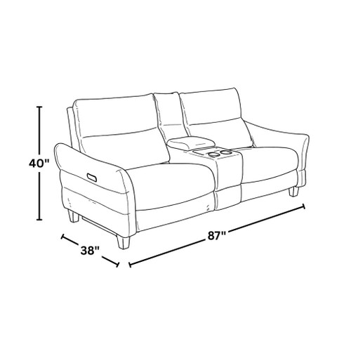 Slope - Upholstered Power Loveseat With Console - Espresso Wood, Pewter Fabric