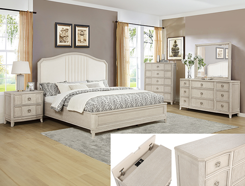 Napoli Bedroom in White - Bed & Dresser & Mirror & Night Stand & Chest B1140 by Crown Mark
