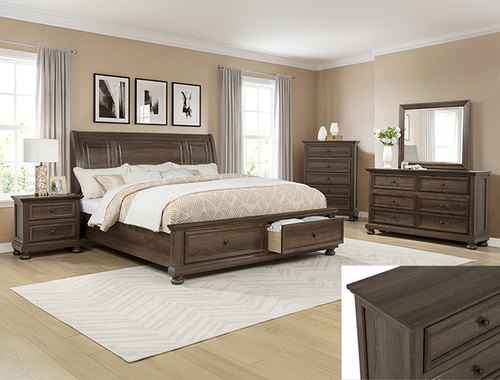 Claribelle Bedroom Piece in Brown - Bed & Dresser & Mirror & Night Stand & Chest B1810 by Crown Mark