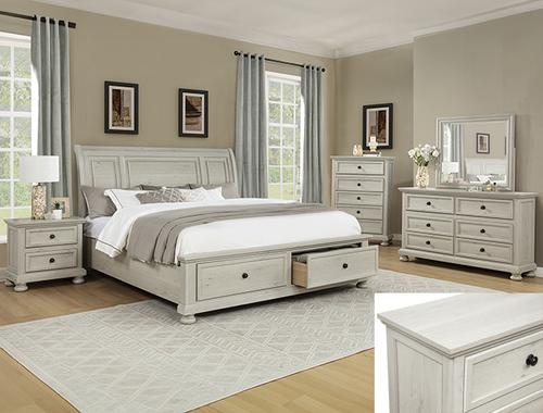 Claribelle Bedroom Piece in White - Bed & Dresser & Mirror & Night Stand & Chest B1820 by Crown Mark