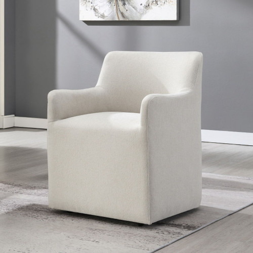 Cafell - Arm Chair With Swivel Casters - Cream