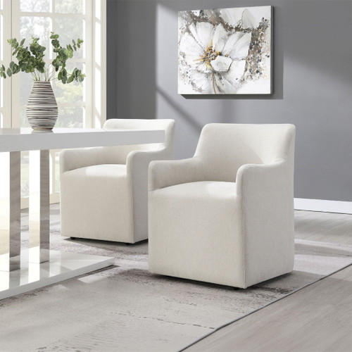 Cafell - Arm Chair With Swivel Casters - Cream
