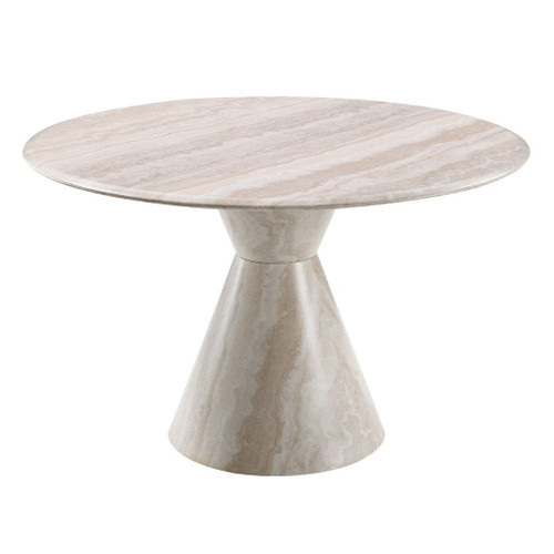 Ogin - Round Dining Table - Marble Print & Natural