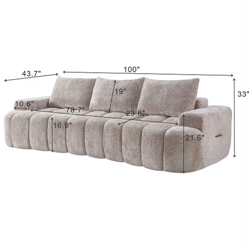 Extra Large Curved Front Compressed Sectional Sofa