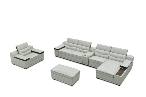 Arlet Sectional in Premium Italian Leather Match