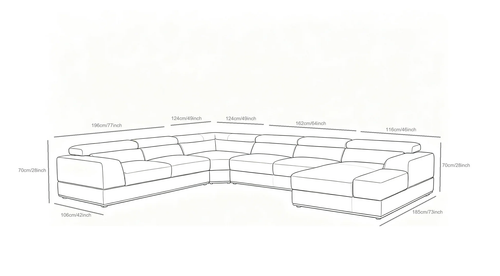 Nella Sectional Sofa in Italian Leather Match