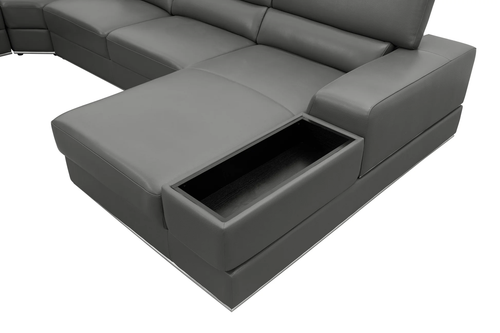 Nella Sectional Sofa in Italian Leather Match