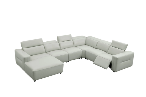 Noel Italian Leather Power Reclining Sectional with Chaise