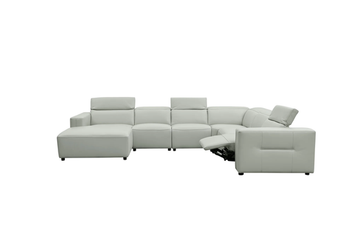 Noel Italian Leather Power Reclining Sectional with Chaise