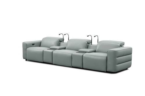 Diamante Italian Leather Power Home Theater Recliner Row