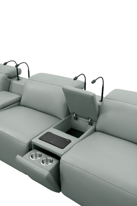 Diamante Italian Leather Power Home Theater Recliner Row