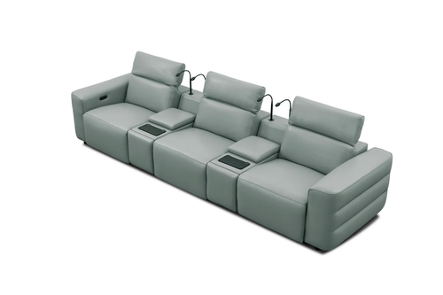 Diamante Italian Leather Power Home Theater Recliner Row