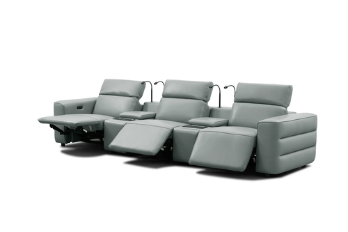 Diamante Italian Leather Power Home Theater Recliner Row