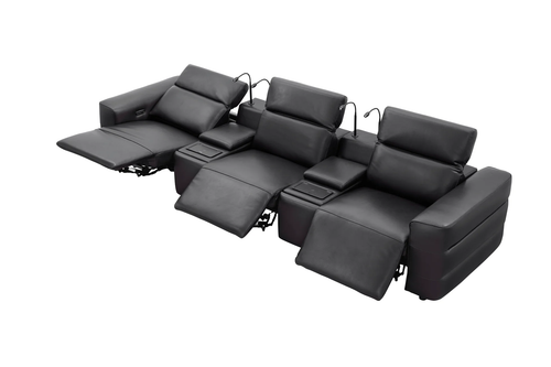 Diamante Italian Leather Power Home Theater Recliner Row