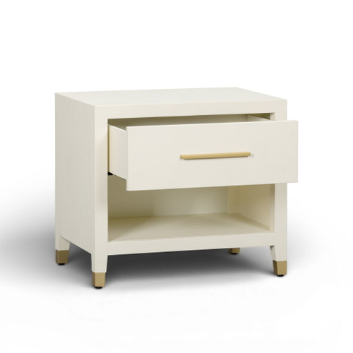 Dani - Faux Shagreen Nightstand With Drawer - Cream