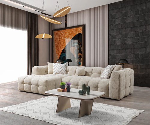 Lis Ivory Boucle LAF 115" Sectional