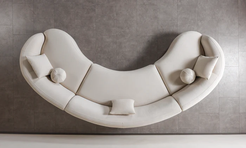 Bonita Ivory Velvet 3-Piece Curved 138" Sectional