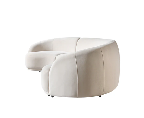 Bonita Ivory Velvet 3-Piece Curved 138" Sectional