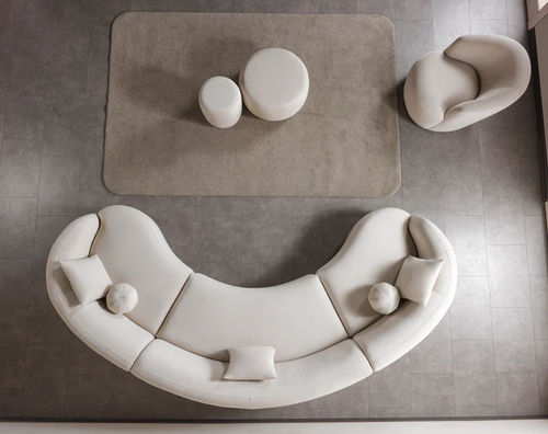 Bonita Ivory Velvet 3-Piece Curved 138" Sectional