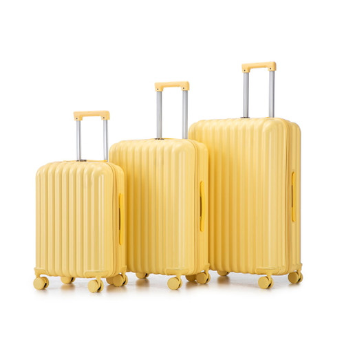 20" / 24" / 28" 3 Pieces / Set Spinner Wheel Luggage, Carry On Suitcase, With Cup Holder & USB Port & Phone Holder