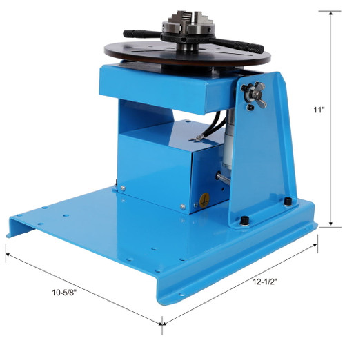 Portable Rotary Welding Positioner With 3 Jaw Lathe Chuck, 0 - 90° Turntable - Blue