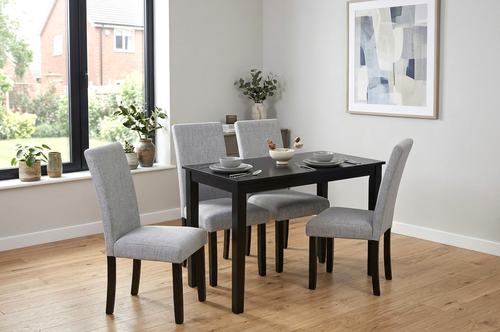 Raya 5PC Dining Set with Gray Linen Chair D700 by Happy Homes