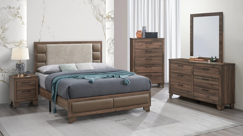 Mily Bedroom Set in Walnut Brown
