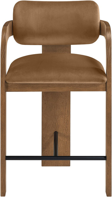 Cedra - Velvet Performance Fabric Upholstered Counter Stool - Brown Frame