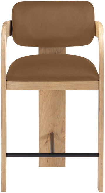 Cedra - Velvet Performance Fabric Upholstered Counter Stool - Natural Frame