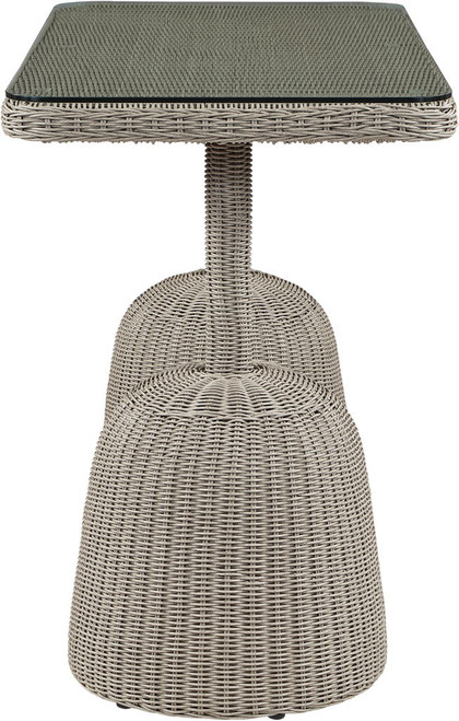 Seacrest - Tempered Glass Top And Wicker Outdoor Patio Bar Height Table
