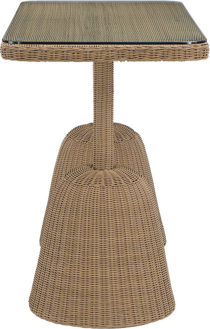 Seacrest - Tempered Glass Top And Wicker Outdoor Patio Bar Height Table