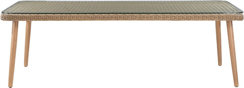 Seacrest - Tempered Glass Top And Wicker Outdoor Patio Dining Table