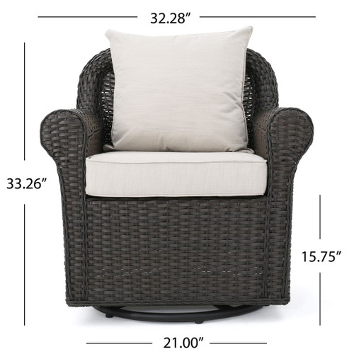 Amaya - Outdoor Swivel Rocker Chair With Water Resistant Cushions - Brown / Beige