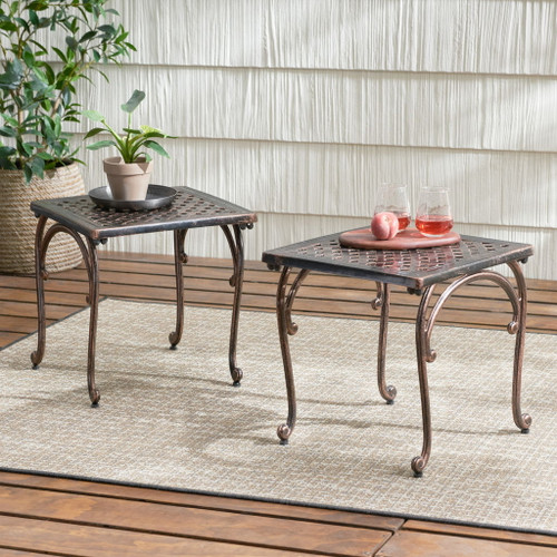 Laughlin - Traditional Style Cast End Table Set - Antique Espresso