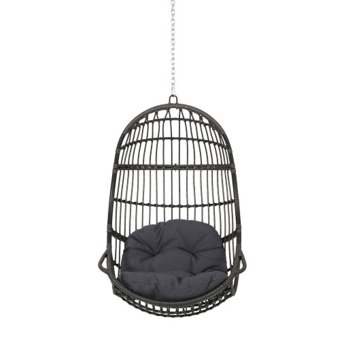 Rustic Hanging Basket Chair With Cushion