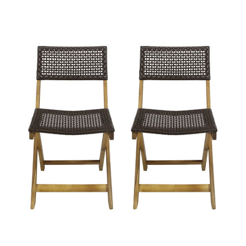 Bistro Foldable Chair With Wicker Backrest