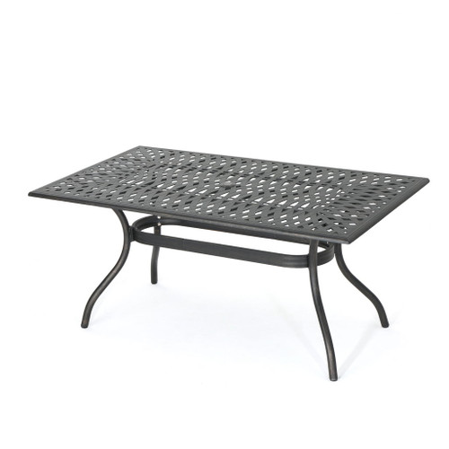 Enchantia - Outdoor Rectangular Dining Table With Weave Tabletop And Flared Legs - Copper